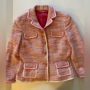 Elie Tahari Pink Tweed Blazer, Size Small